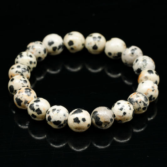 Natural Dalmatian Jasper Beaded Stretchy Bracelet