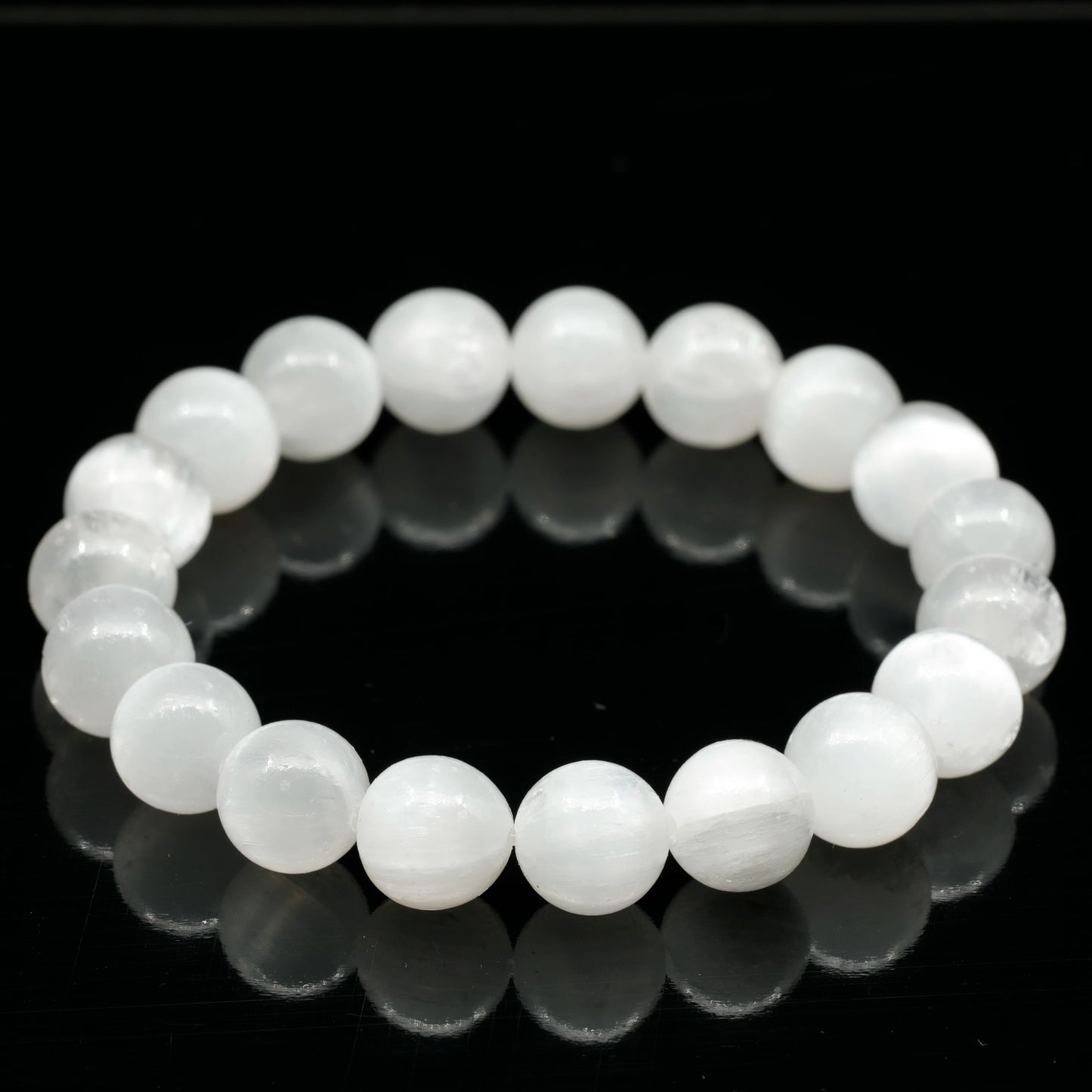 Natural Selenite Beaded Stretchy Bracelet