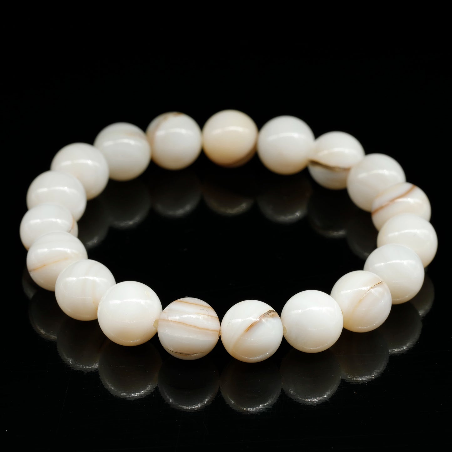 Natural Mother of Pearl Beaded Stretchy Bracelet