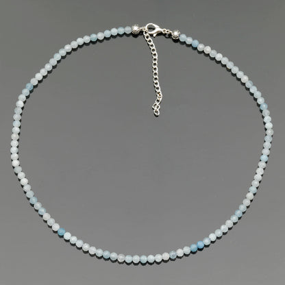 Natural Aquamarine Beaded Clasp Tiny Choker - ElisaJewelryArt