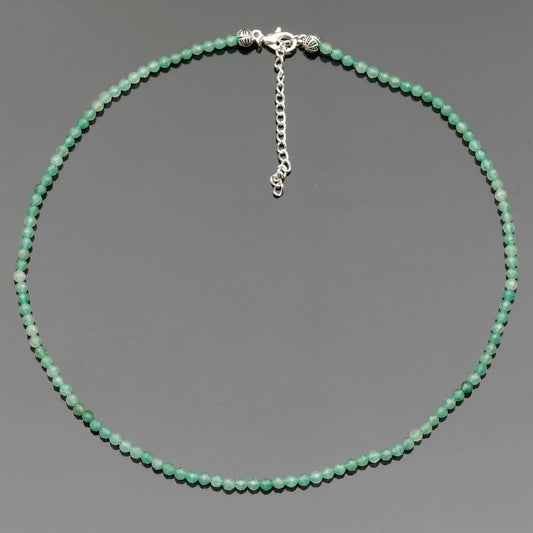 Natural Green Aventurine Beaded Clasp Tiny Choker - ElisaJewelryArt