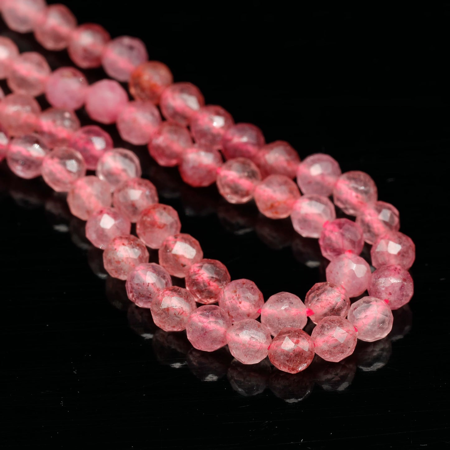 Natural Strawberry Quartz Beaded Clasp Tiny Choker - ElisaJewelryArt