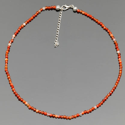 Natural Carnelian Agate Beaded Clasp Tiny Choker - ElisaJewelryArt