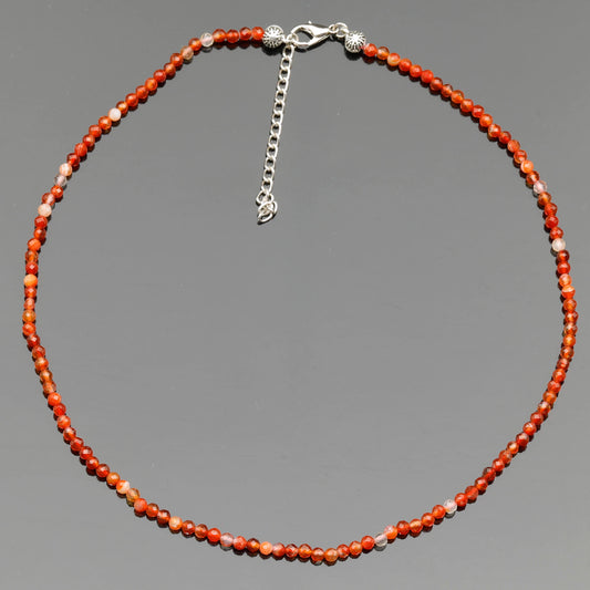 Natural Carnelian Agate Beaded Clasp Tiny Choker - ElisaJewelryArt