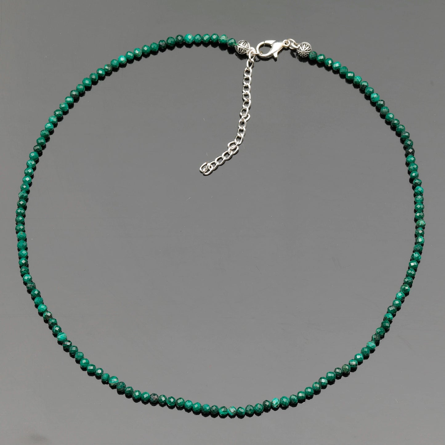 Natural Malachite Beaded Clasp Tiny Choker - ElisaJewelryArt