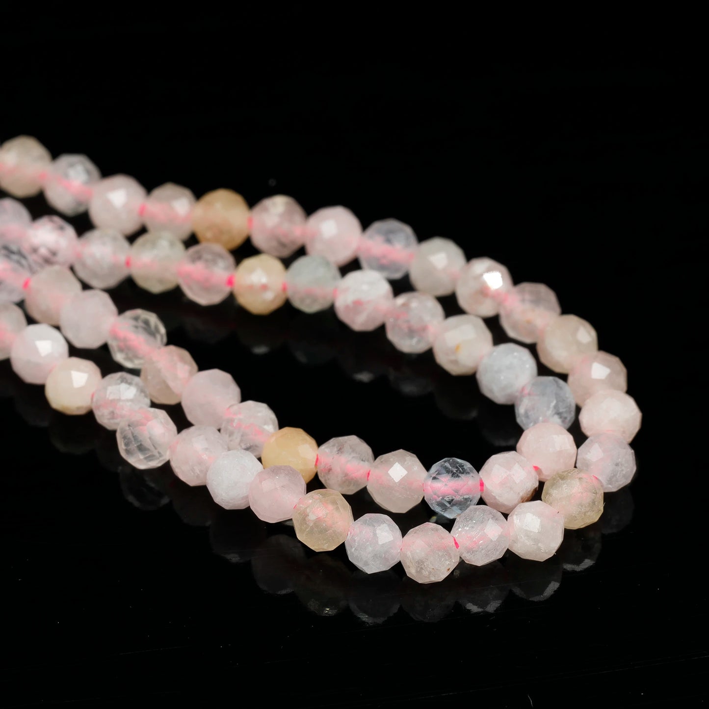 Natural Morganite Beaded Clasp Tiny Choker - ElisaJewelryArt