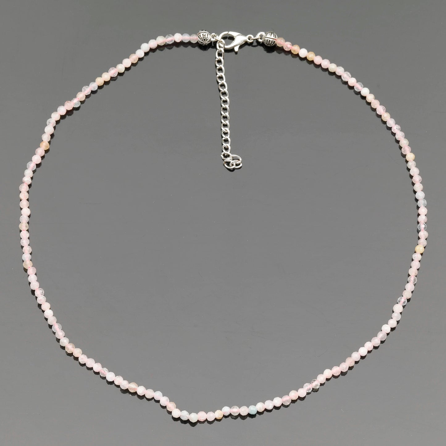 Natural Morganite Beaded Clasp Tiny Choker - ElisaJewelryArt