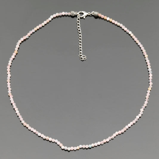 Natural Morganite Beaded Clasp Tiny Choker - ElisaJewelryArt