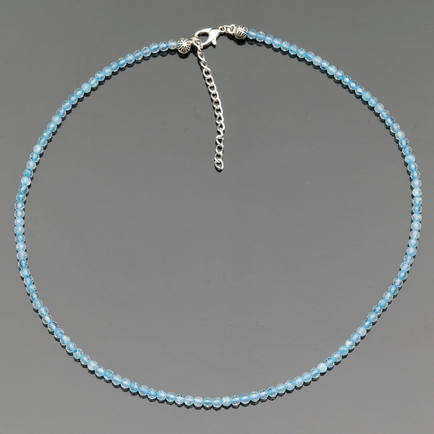 Natural Blue Topaz Beaded Clasp Tiny Choker - ElisaJewelryArt