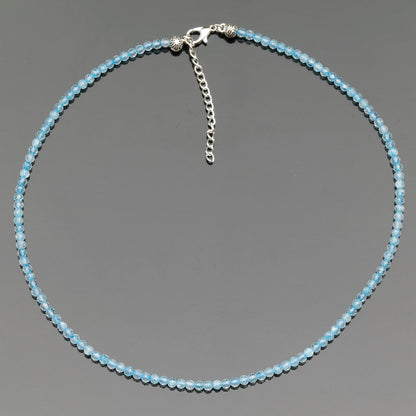 Natural Blue Topaz Beaded Clasp Tiny Choker - ElisaJewelryArt