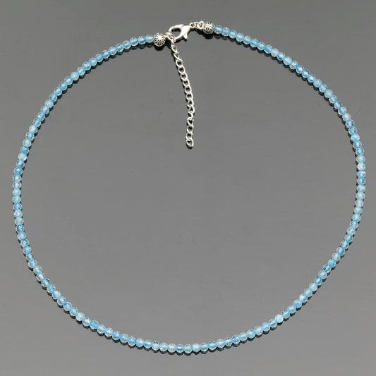 Natural Blue Topaz Beaded Clasp Tiny Choker - ElisaJewelryArt