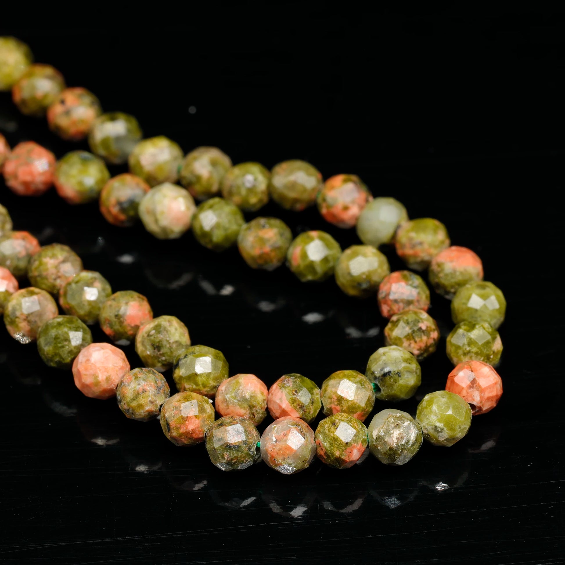 Natural Unakite Beaded Clasp Tiny Choker - ElisaJewelryArt