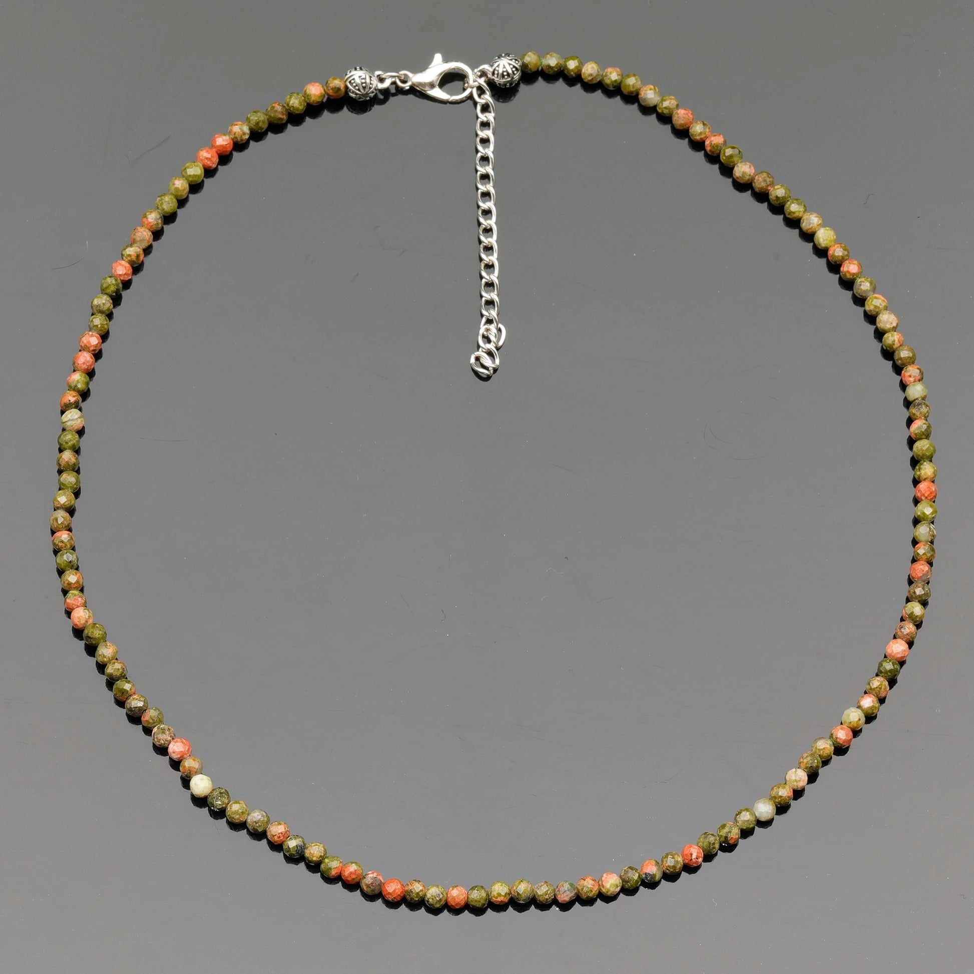 Natural Unakite Beaded Clasp Tiny Choker - ElisaJewelryArt