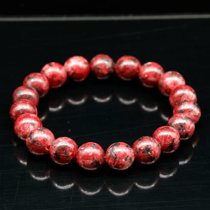 Natural Red Jade Beaded Stretchy Bracelet