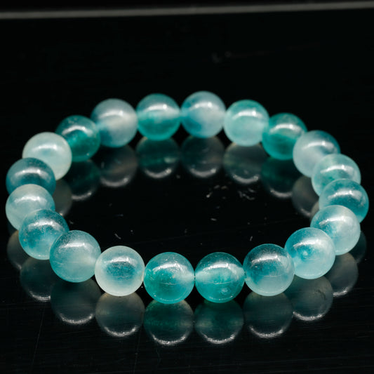 Natural Blue Two Tone Agate Beaded Stretchy Bracelet