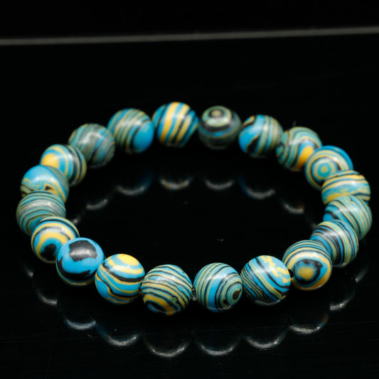 Natural Blue Fordite Beaded Stretchy Bracelet