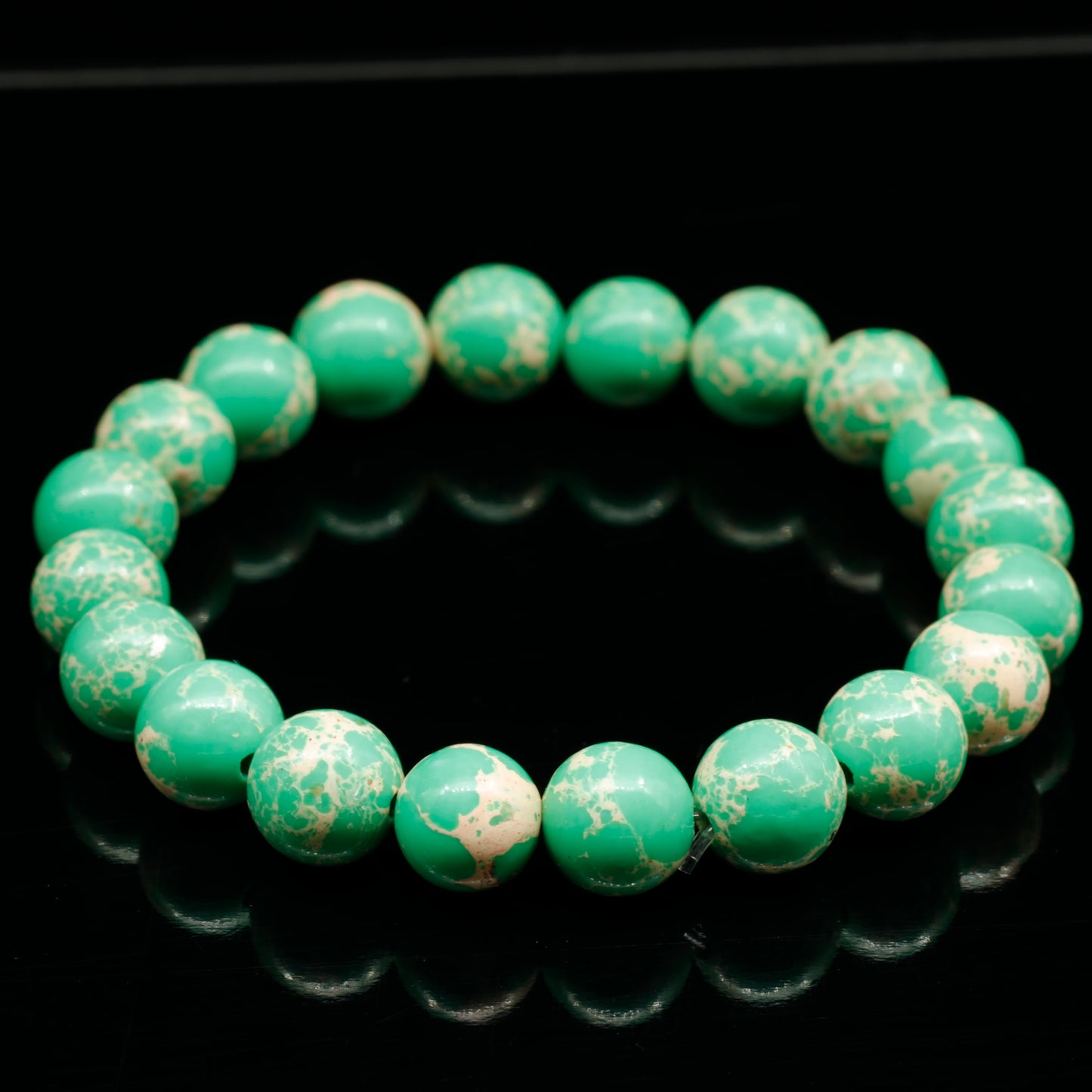 Natural Green Imperial Jasper Beaded Stretchy Bracelet