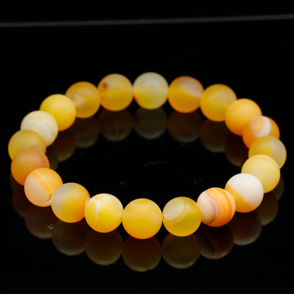 Natural Matte Orange Agate Beaded Stretchy Bracelet