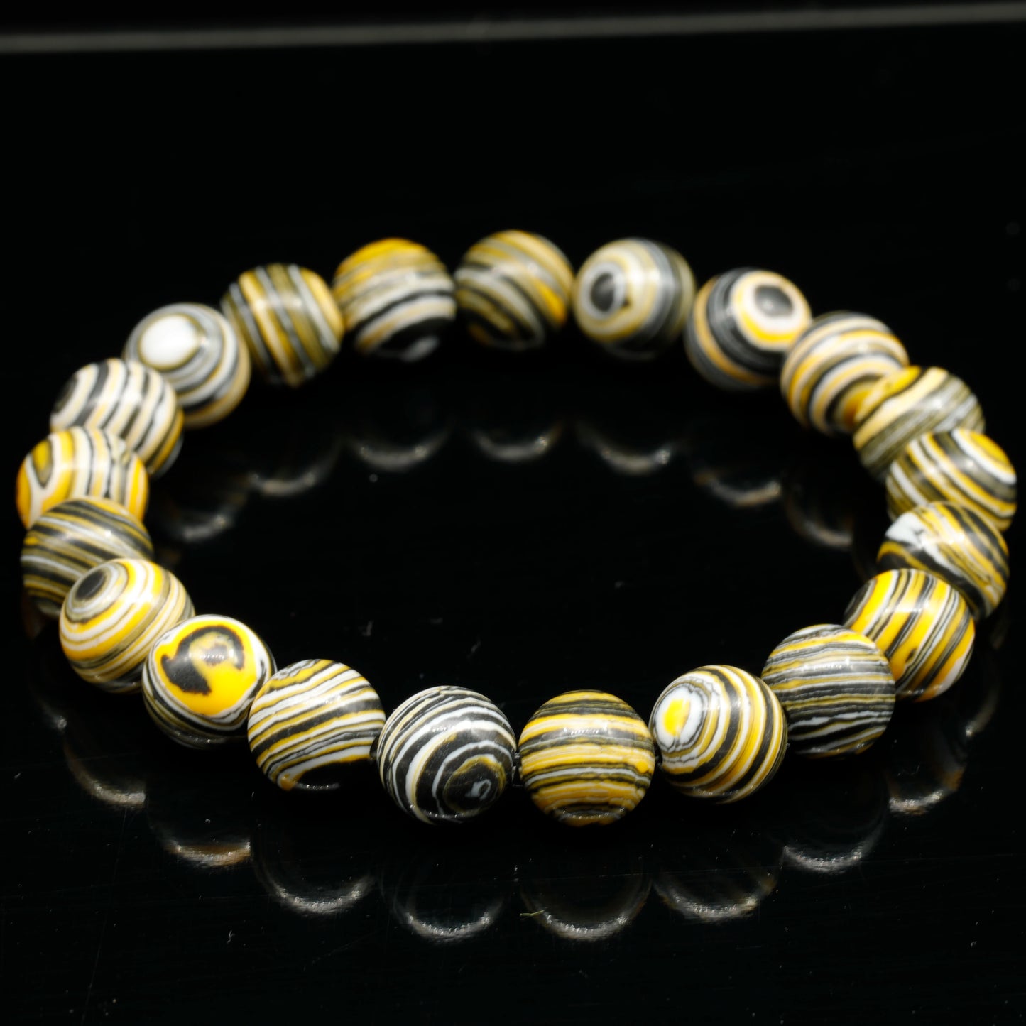 Natural Yellow Fordite Beaded Stretchy Bracelet