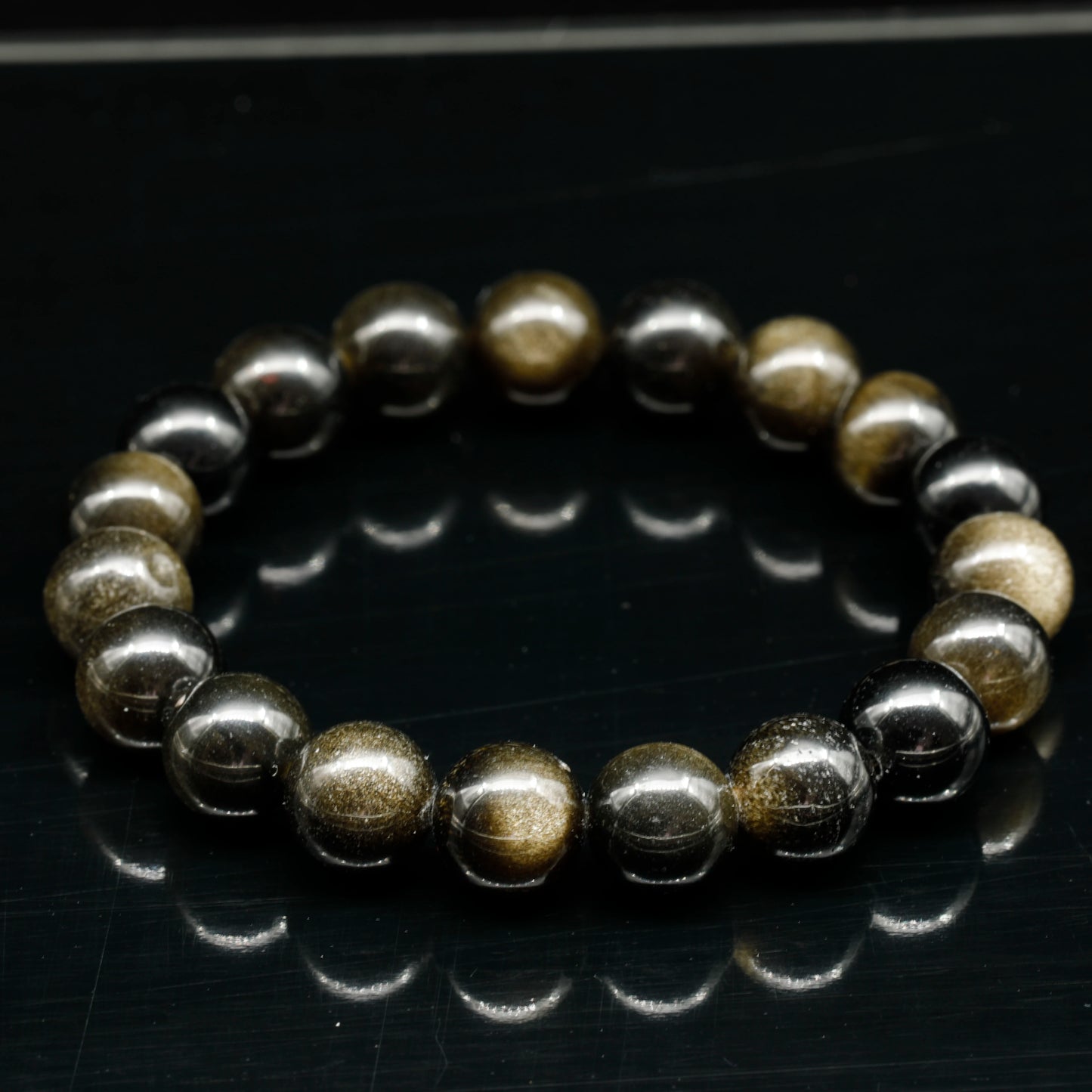 Natural Golden Obsidian Beaded Stretchy Bracelet