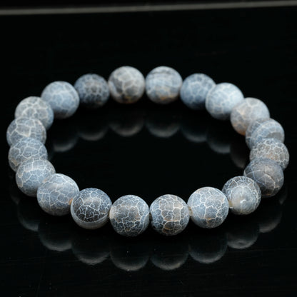 Natural Blue Crackle Agate Beaded Stretchy Bracelet