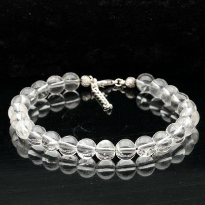 Natural Clear Quartz Beaded Clasp Anklet - ElisaJewelryArt