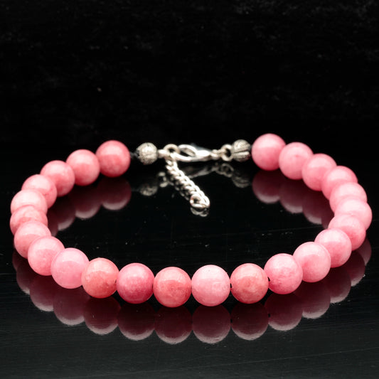 Natural Rhodochrosite Beaded Clasp Anklet - ElisaJewelryArt