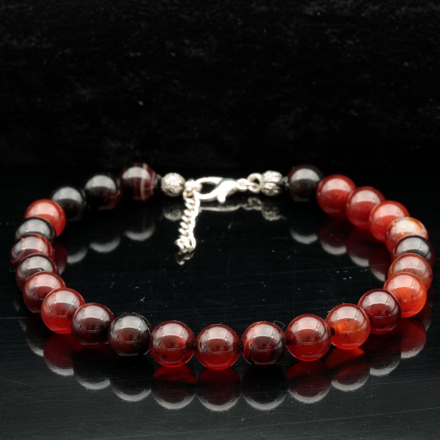 Natural Carnelian Agate Beaded Clasp Anklet - ElisaJewelryArt