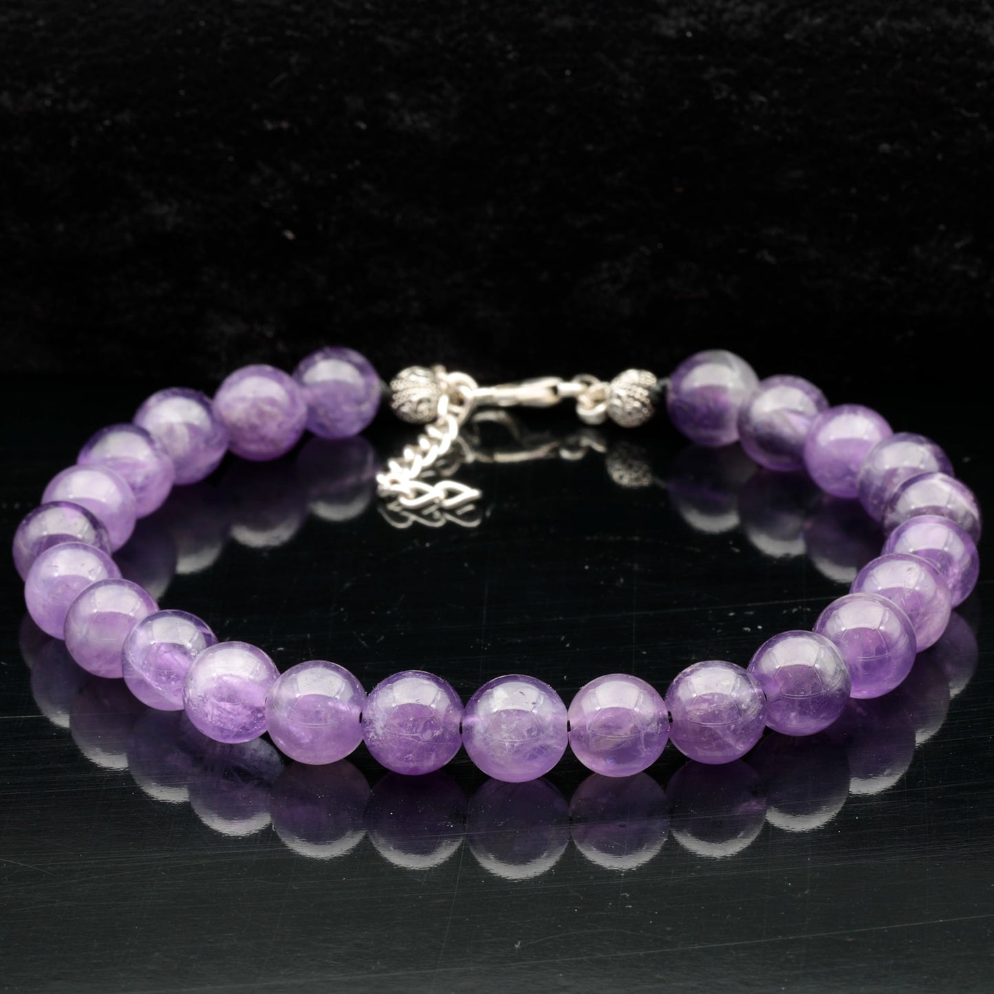 Natural Amethyst Beaded Clasp Anklet - ElisaJewelryArt