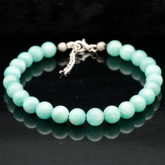 Natural Amazonite Beaded Clasp Anklet - ElisaJewelryArt