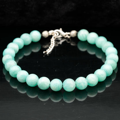 Natural Amazonite Beaded Clasp Bracelet