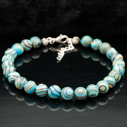 Natural Blue Fordite Beaded Clasp Anklet