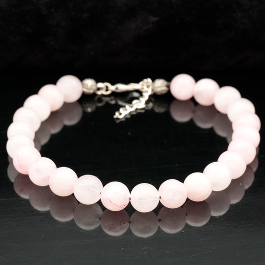 Natural Rose Quartz Beaded Clasp Anklet