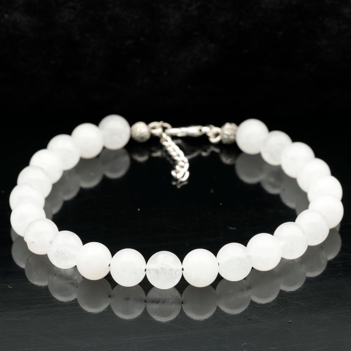 Natural Selenite Beaded Clasp Bracelet