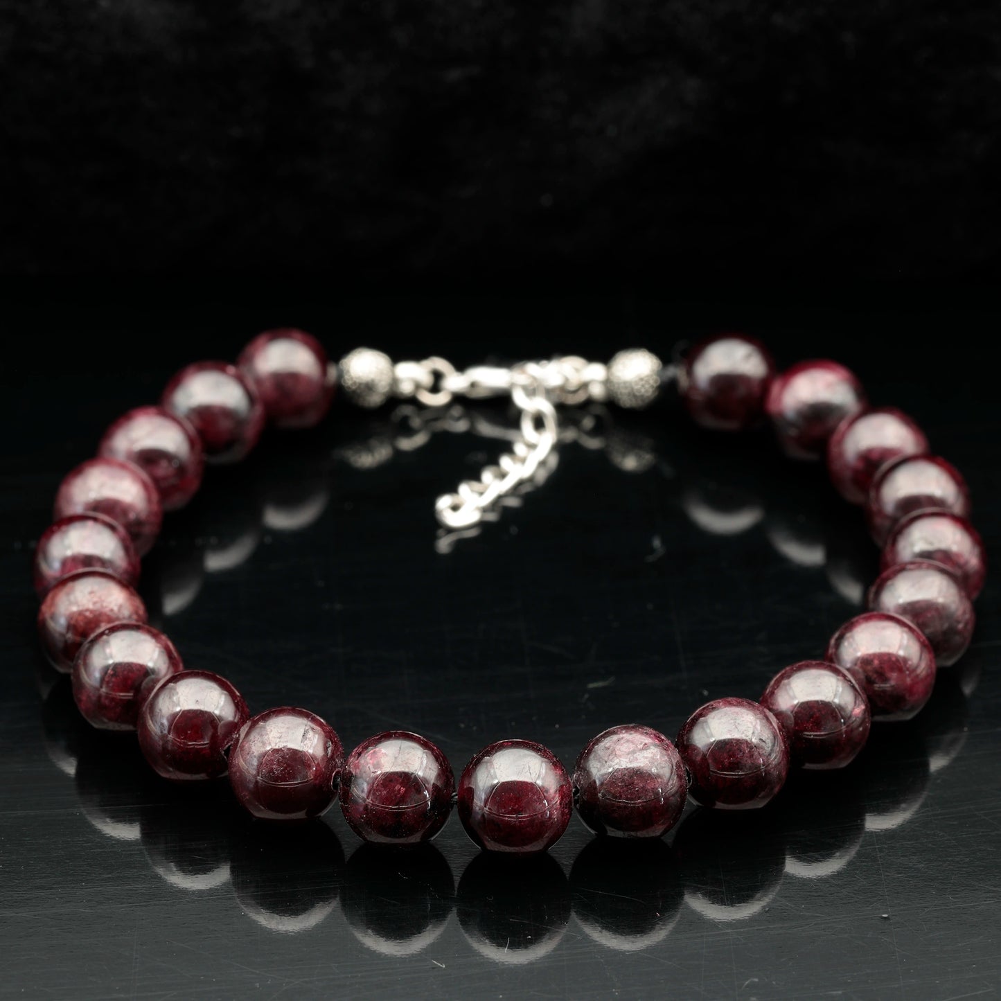 Natural Garnet Beaded Clasp Anklet