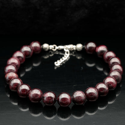 Natural Garnet Beaded Clasp Bracelet