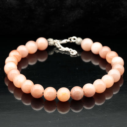 Natural Sunstone Beaded Clasp Anklet