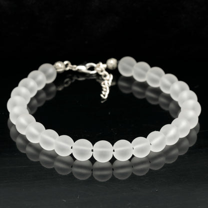 Natural Matte Quartz Beaded Clasp Anklet