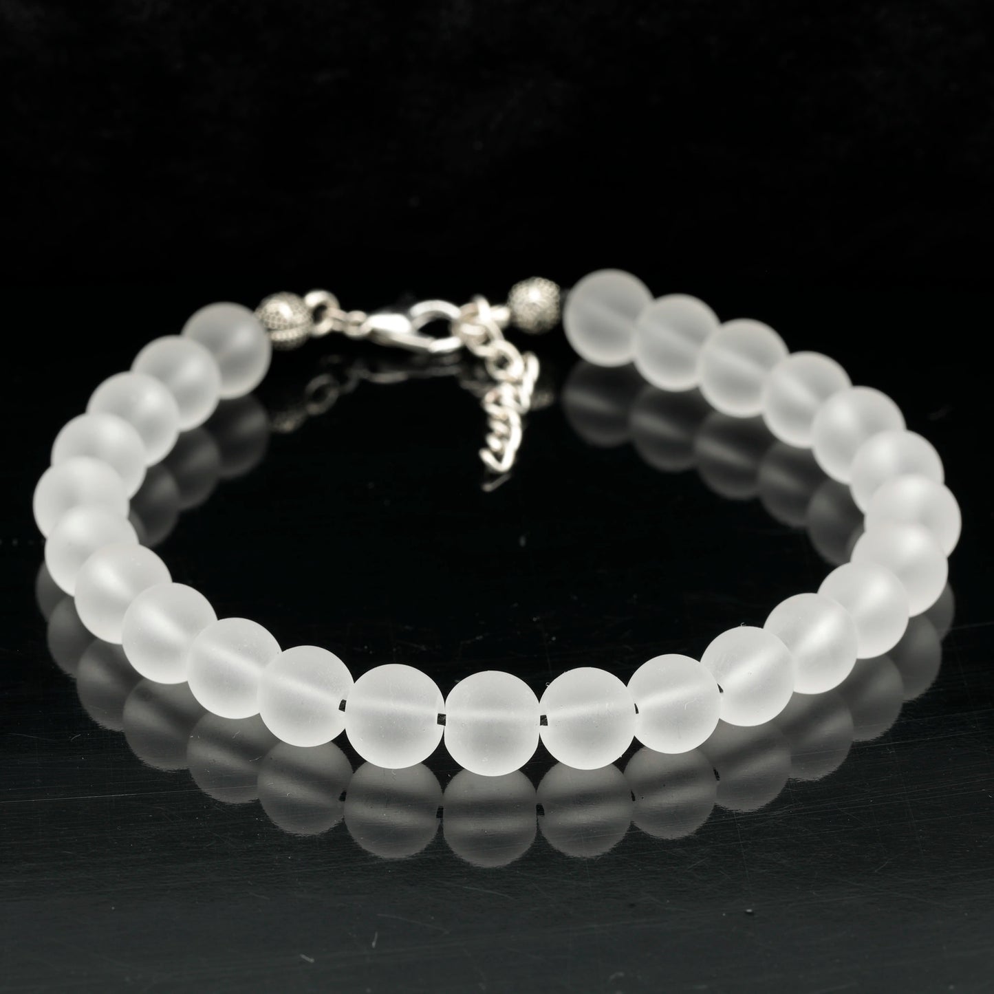 Natural Matte Quartz Beaded Clasp Bracelet