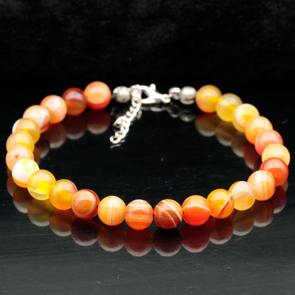 Natural Orange Agate Beaded Clasp Anklet