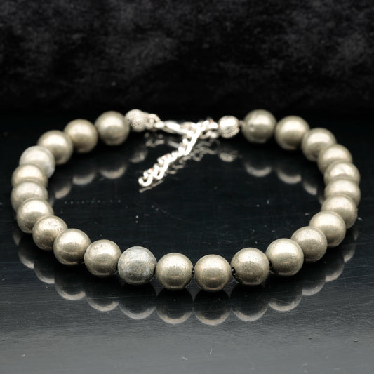 Natural Pyrite Beaded Clasp Anklet