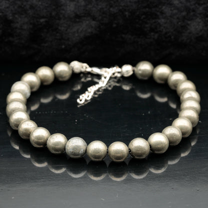 Natural Pyrite Beaded Clasp Bracelet