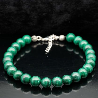 Natural Malachite Beaded Clasp Anklet