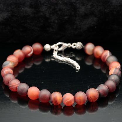 Natural Matte Carnelian Agate Beaded Clasp Anklet