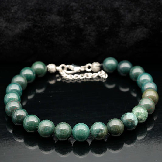 Natural Bloodstone Beaded Clasp Anklet