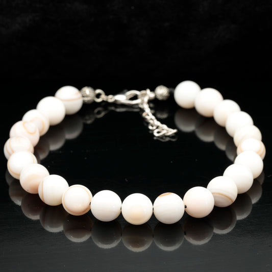 Natural Mother of Pearl Beaded Clasp Anklet