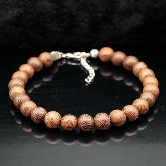 Natural Sandalwood Beaded Clasp Anklet