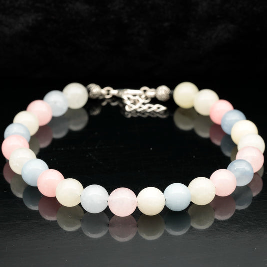 Natural Morganite Beaded Clasp Anklet