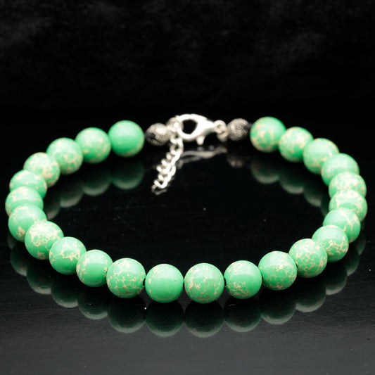 Natural Green Imperial Jasper Beaded Clasp Anklet