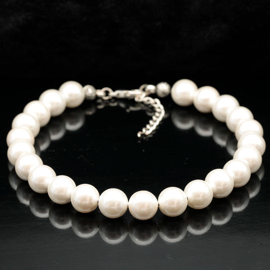 Natural White Pearl Beaded Clasp Anklet